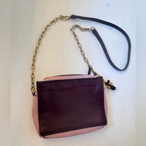 Fossil Campbell Leather Crossbody Purse Chain Strap Key Charm